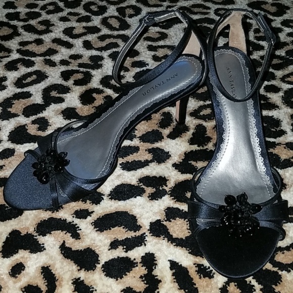 Ann Taylor Shoes - Ann Taylor Beaded Satin Kitten Heel Sandals